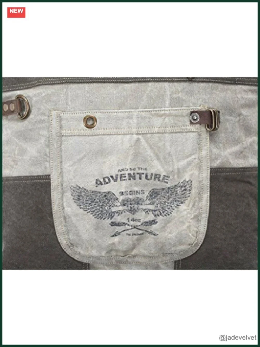 Canvas Tote Bag with Leather Detailing, Handcrafted Military Style